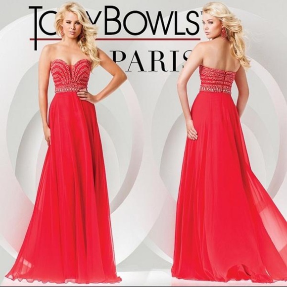 New Tony Bowls Beaded Sweetheart Strapless Dress